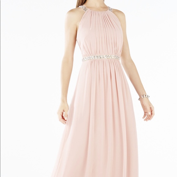 BCBGMAXAZRIA “Celestine” Beaded Halter Gown – Misty Rose – Size 0 - Picture 6 of 15